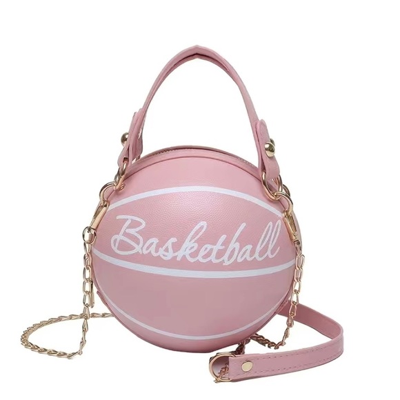 Mini Pink Letter Graphic Basketball Crossbody/Handle Circle Bag.     Size OS - Picture 1 of 5